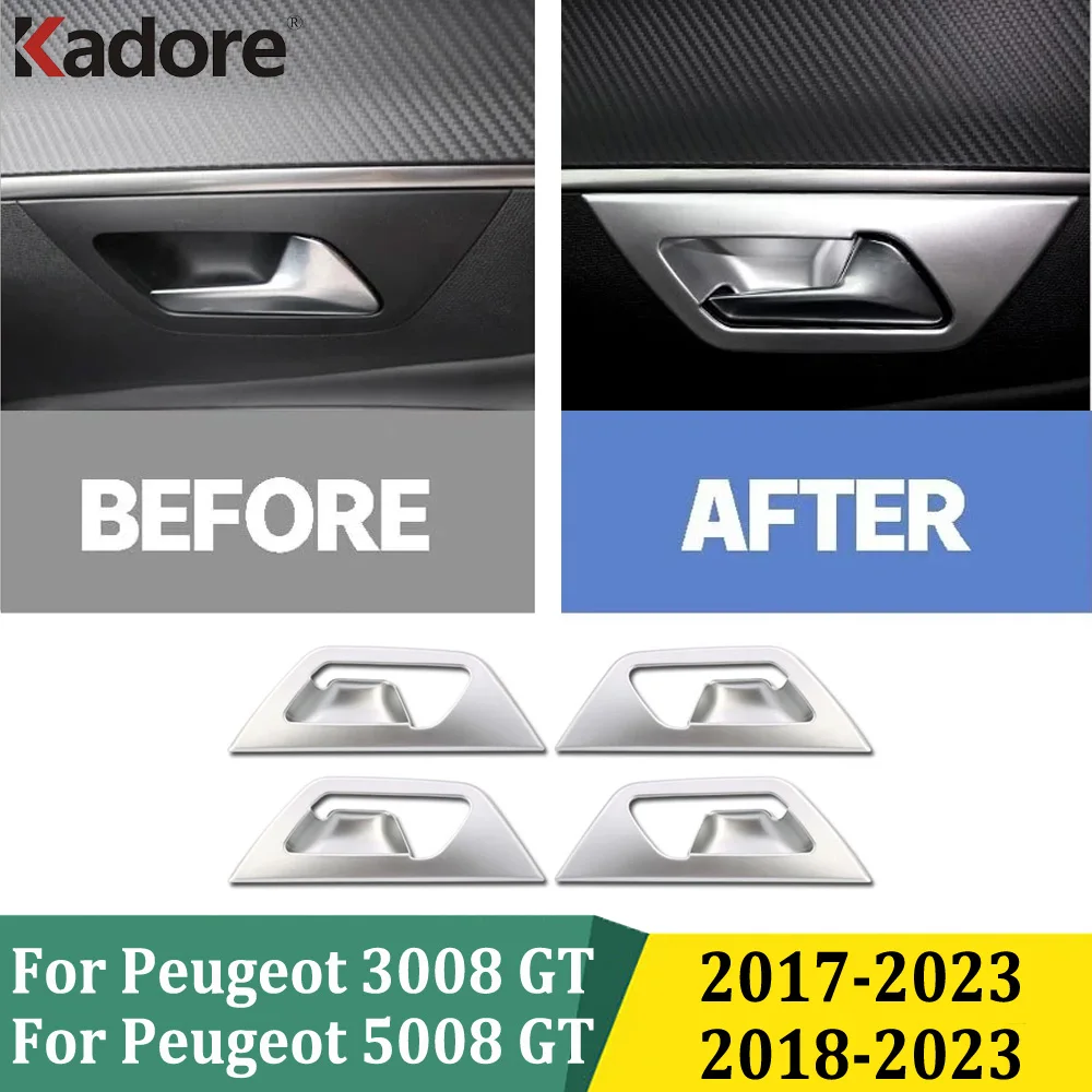 For Peugeot 3008 GT 2017-2023 For Peugeot 5008 GT 2018-2023 Interior Door Handle Catch Cover Trim Decal Panel Car Accessories