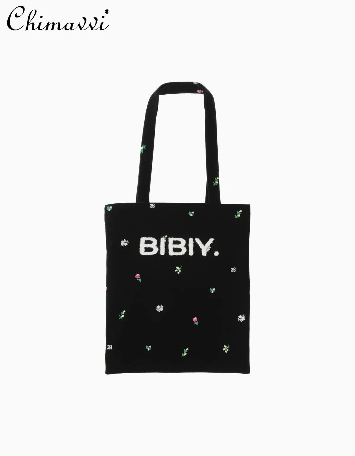 حقيبة يد مخملية مطرزة على الطراز الياباني جديدة لخريف 2025 حقيبة كتف نسائية ذات سعة كبيرة ومتعددة الاستخدامات