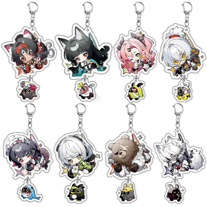 Zenless Zone Zero Keychain Ellen Joe Hoshimi Miyabi Von Lycaon Nicole Cartoon Anime Game Cute Pendant KeyRing Jewelry Badge Gift