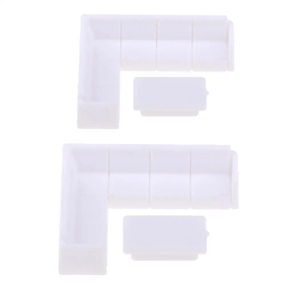 1 75 Scale Dollhouse Sofa Tea Table Set Plastic DIY Furniture Decor for Living Room Scene