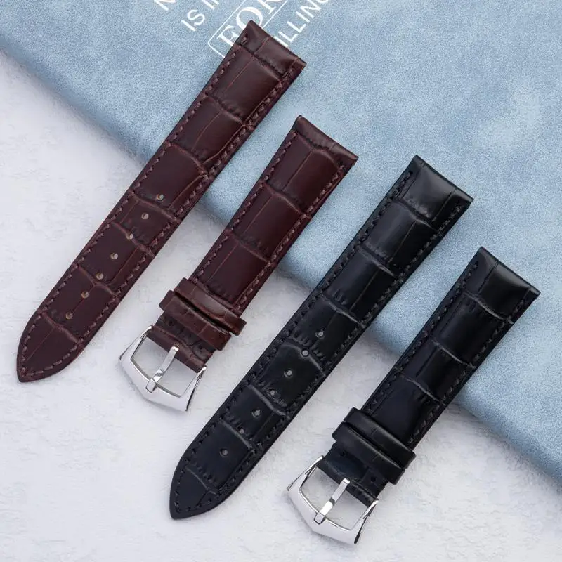 

NFR 20mm 21mm 22mm Leather Watchband For Patek PP Philippe Strap Black Brown Soft Cowhide Watch Band Calfskin Wristband Steel