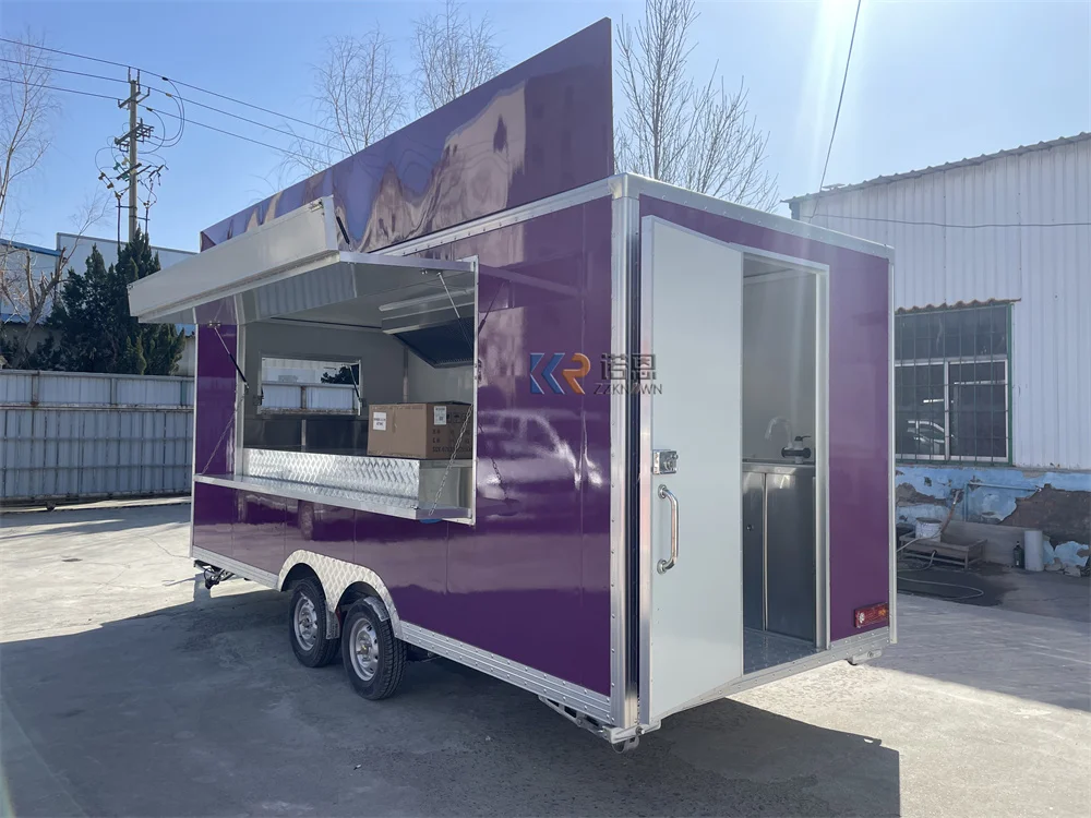 Street Mobile Food Trailer Customized Fully Kitchen Equipment Pizza Kiosk Concession  Food Truck Carts