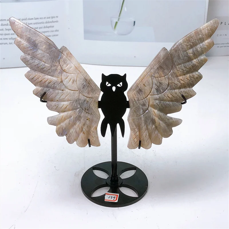 

Natural Moon Stone Owl Wings, Crystal Carving, Healing, Fengshui Crafts, Home Decoration, Festival Gift, 1Pair