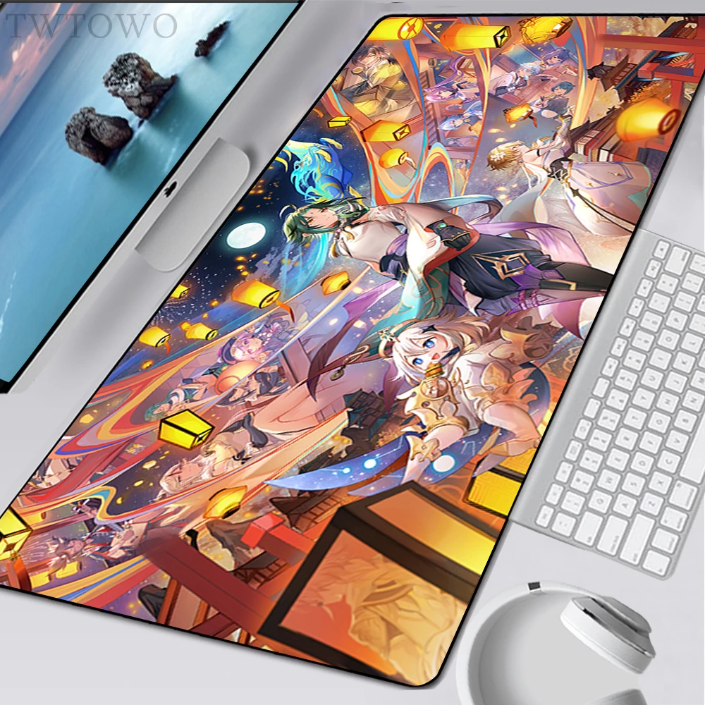 Genshin Impact Xiao Laptop Gamer Mouse Pad, MousePads de teclado XXL personalizado grande, Soft Desktop Mouse Mat