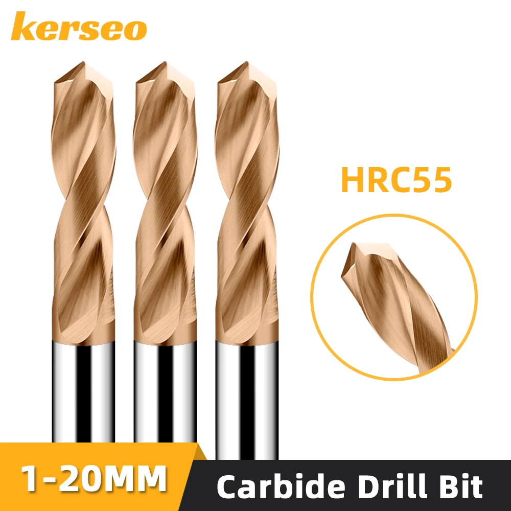 

Карбидные сверла Kerseo, сверла по твердому металлу, спиральное сверло из вольфрамовой стали для металлообработки, токарный станок с ЧПУ, сверлильные инструменты 1,0-20,0 мм