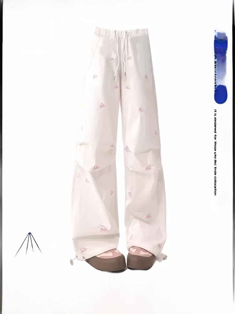 Dames casual luie Sle knoop werkbroek zomer losse Qui Dry sport parachutistenbroek hoge taille wijde pijpen broek