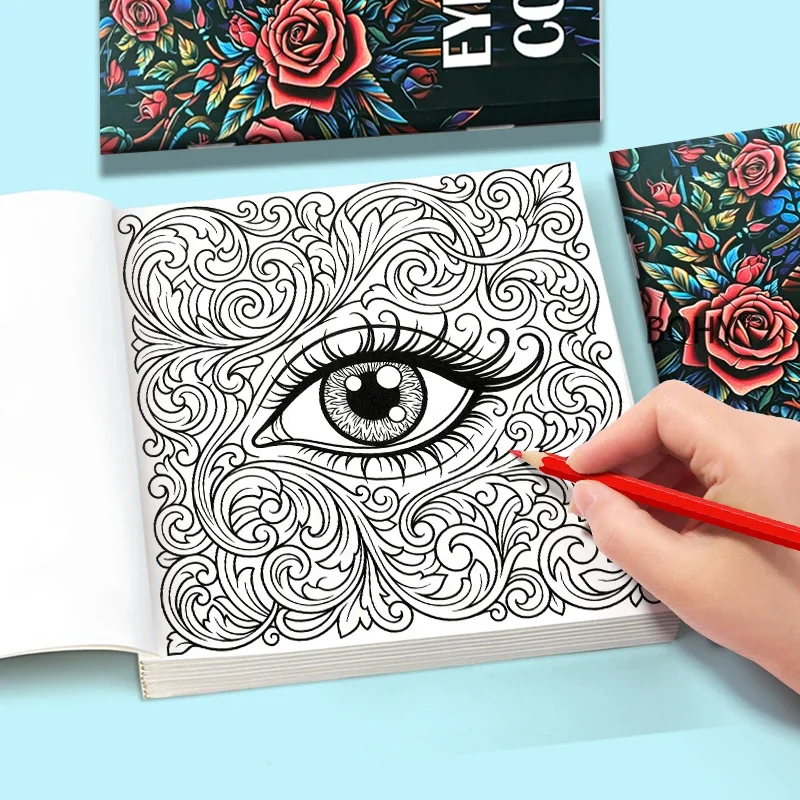 1 Adult Decompression Coloring Album, Include Magic Eyes/mandala/roses/butterflies/peacock Feathers and Other Themes, 24 Pages
