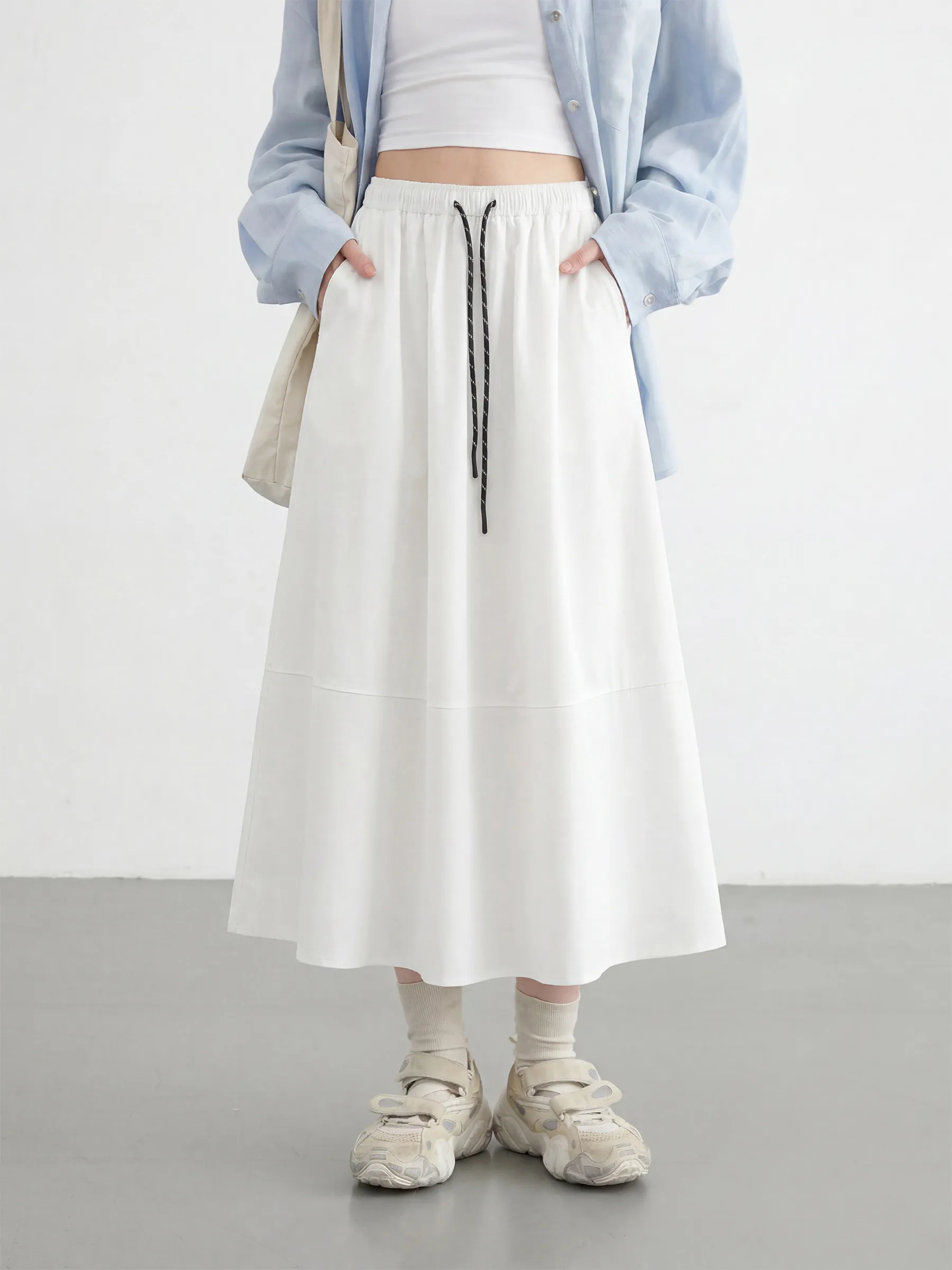 CHIC VEN New Women Skirts Solid UPF50+ Sunscreen Cool Half Skirt Elastic Waist  Drawstring Umbrella Skirt for Girl Summer 2026