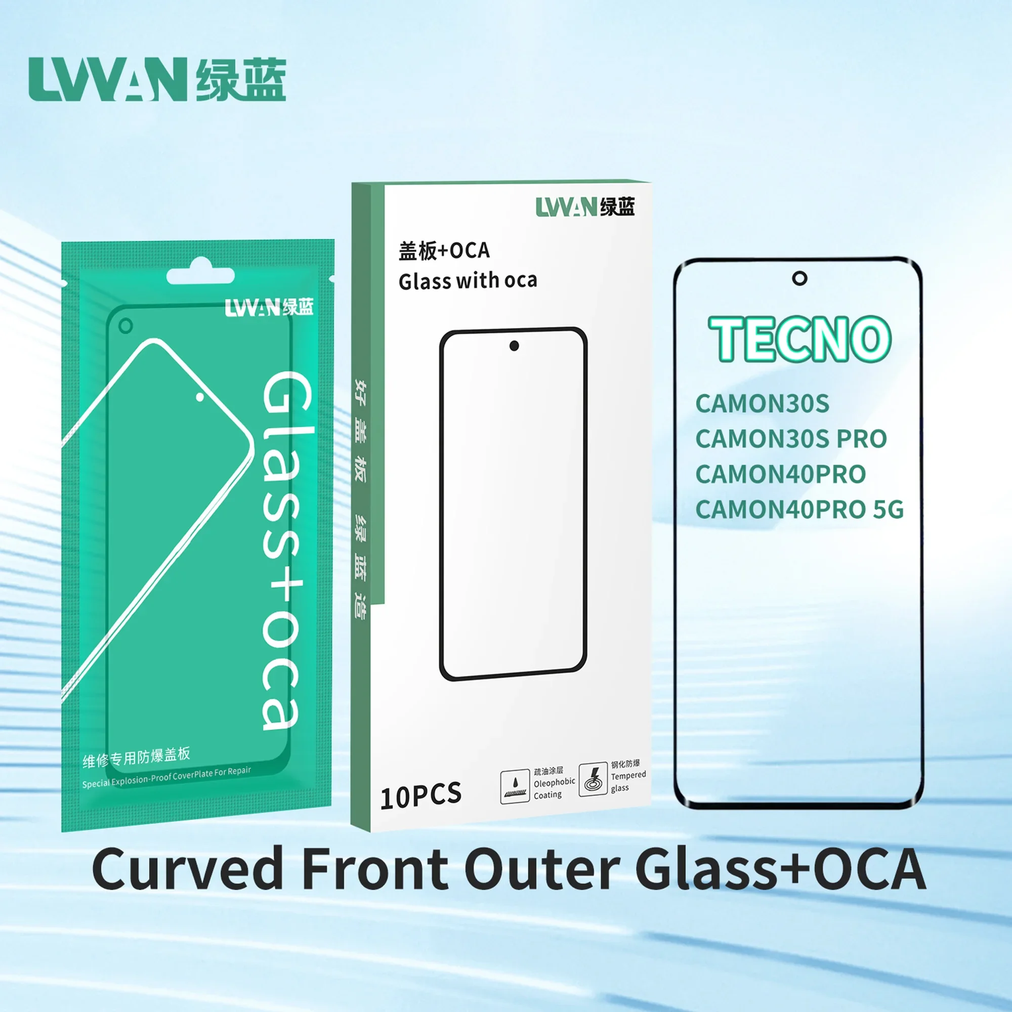 1PCS Screen Outer Front Glass Laminated OCA Replacement for TECNO CAMON30S PRO  CAMON40PRO Touch Panel Plate Cover Replacement
