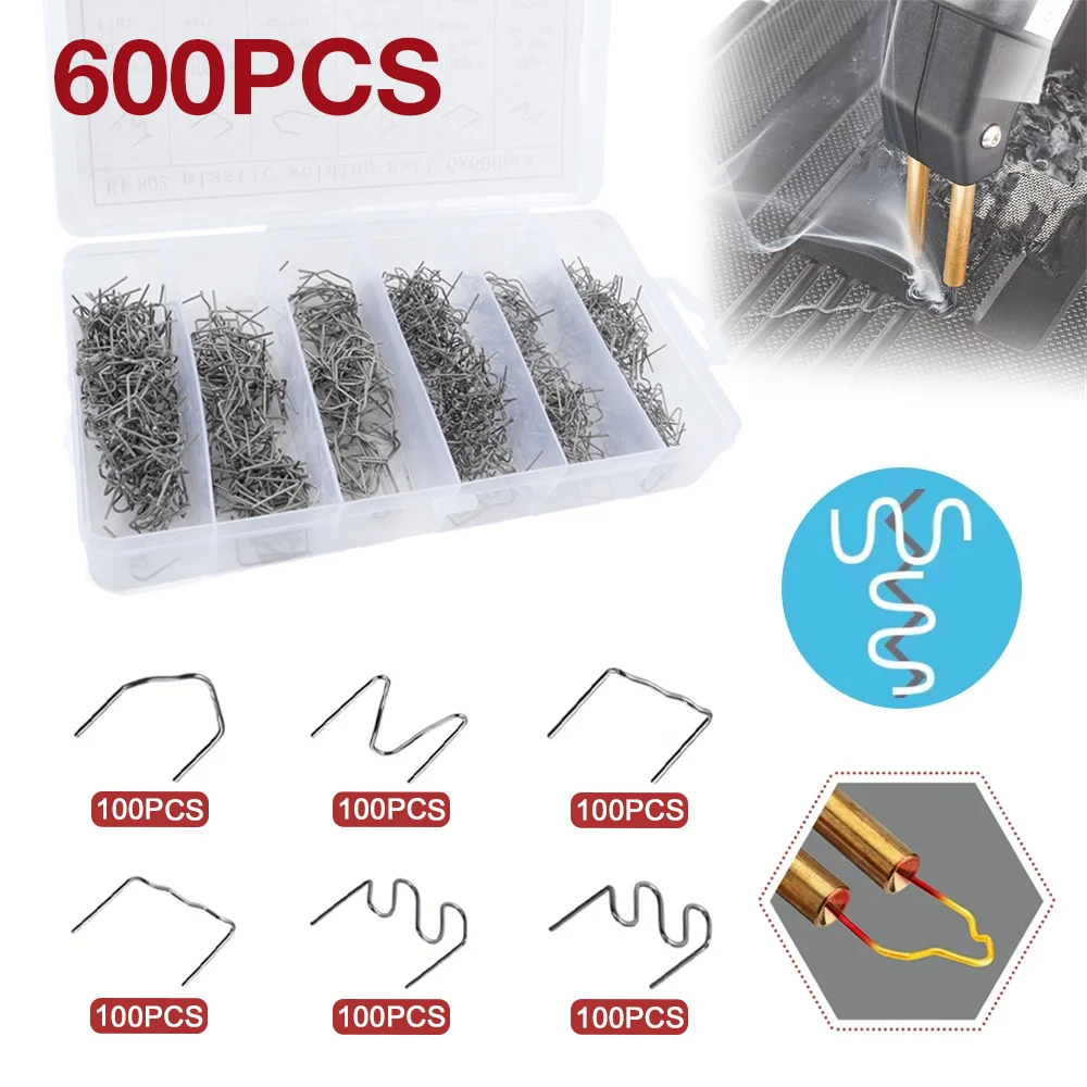 

600Pcs Hot Staples For Plastic Welding Machine Plastic Crack Repair Tool Three Types 0.8/0.6mm Of Car Bumper Repair Welding Wire