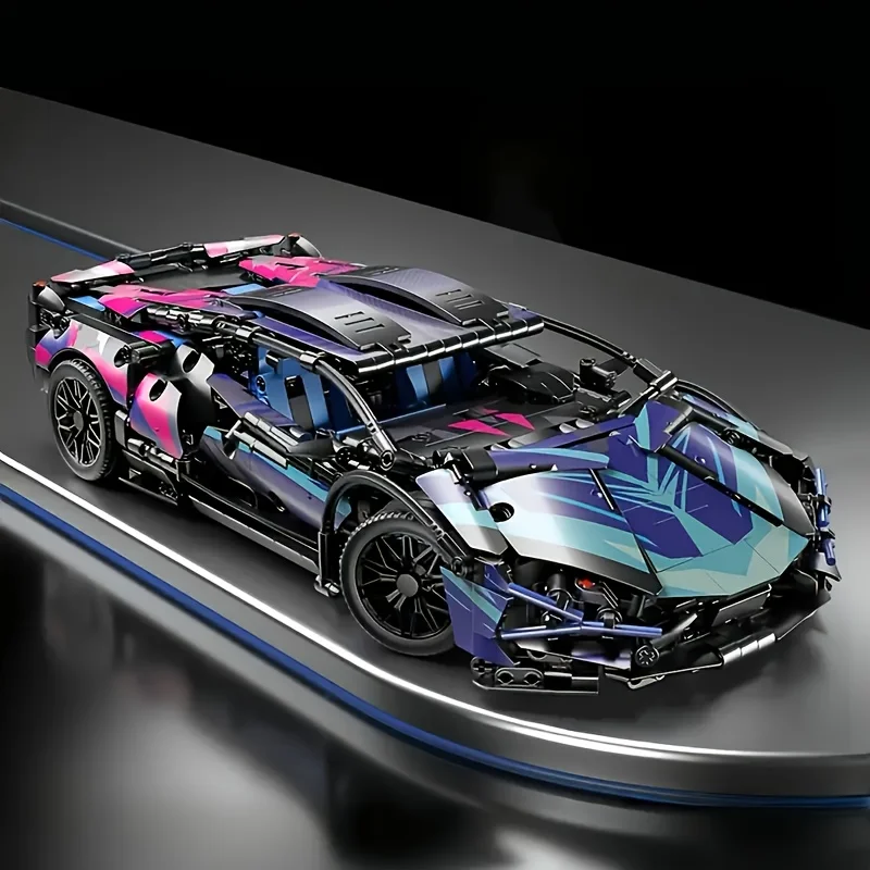 

1690 Colorful Cyber Sports Car Building Block Set / Fashionable Design Eye-Catching Door Title/Difficulty DIY Car Model Display/