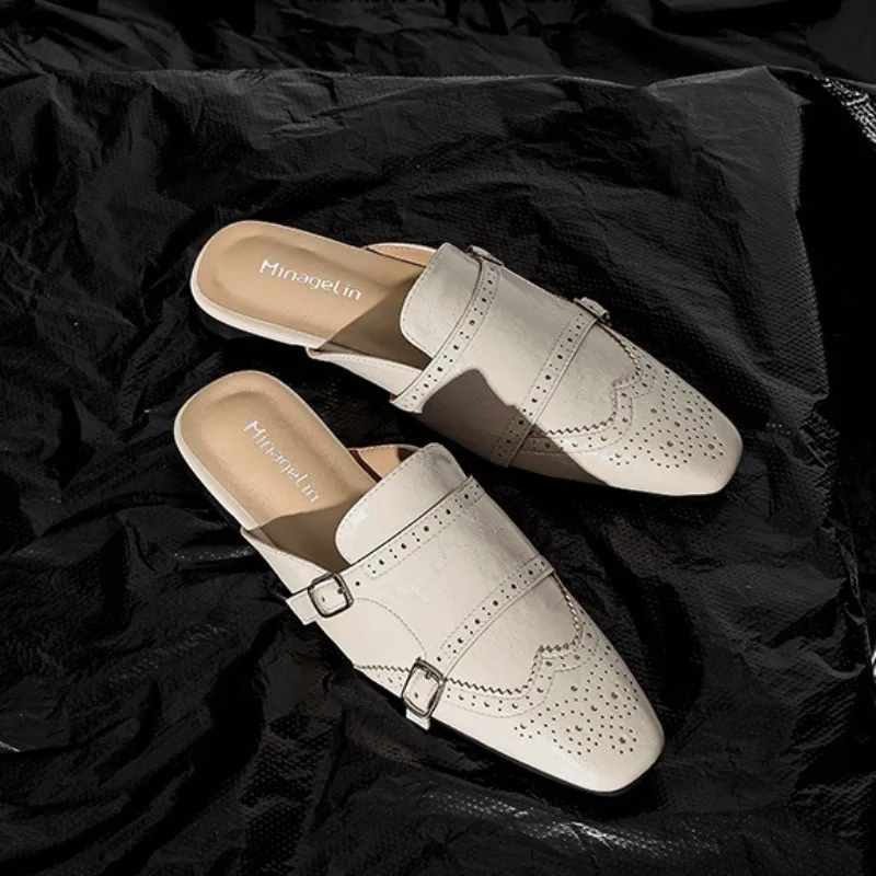 

New Retro Women's Shoes Exquisite Britain Mueller Slippers for Woman Fashion Vacation Casual Shoes Designer Shoes Zapatos Mujer