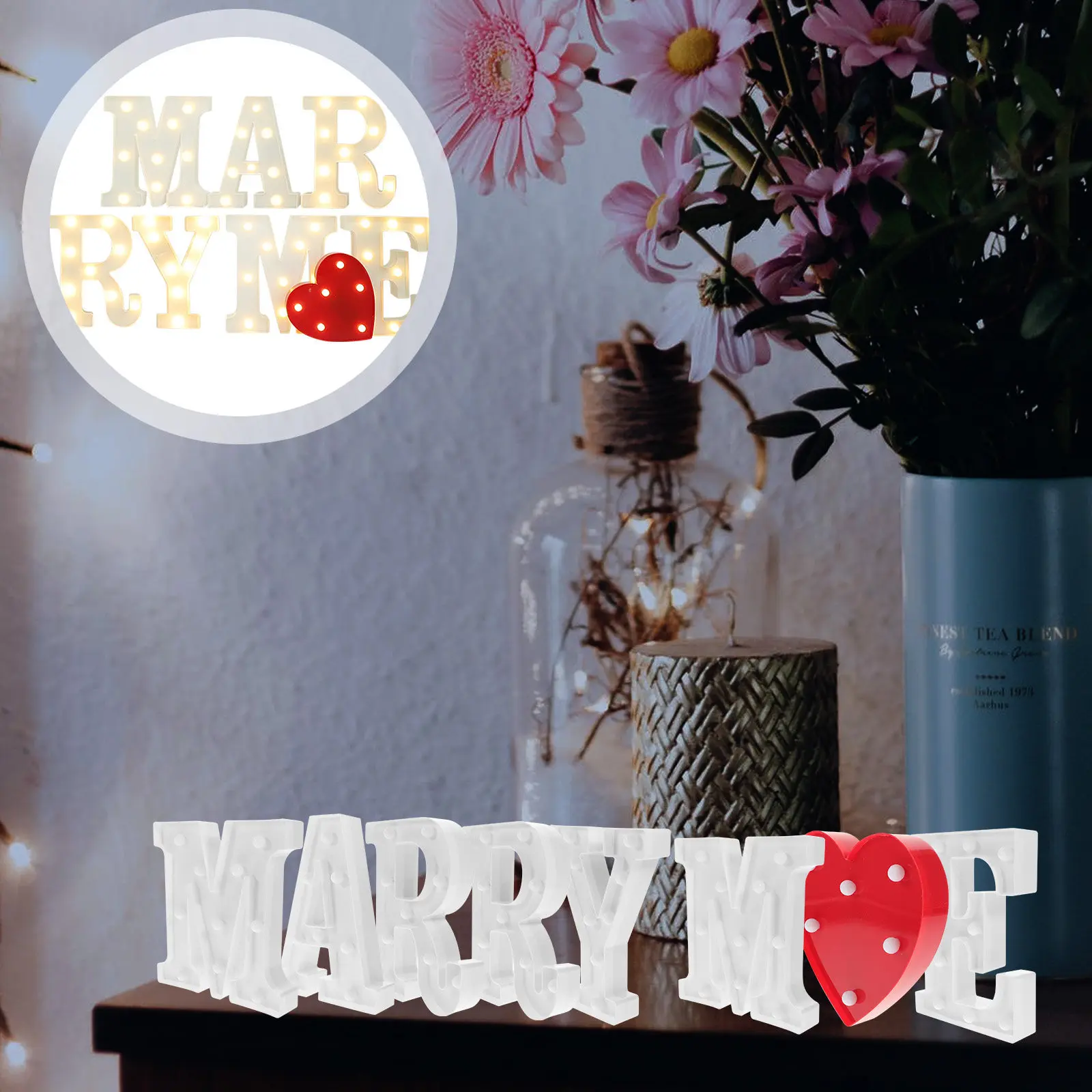 

8Pcs LED Wedding Night Light Letters Alphabet Sign Set Battery Operated Soft Glow Decor for Bedroom Nursery Baby Shower Decor