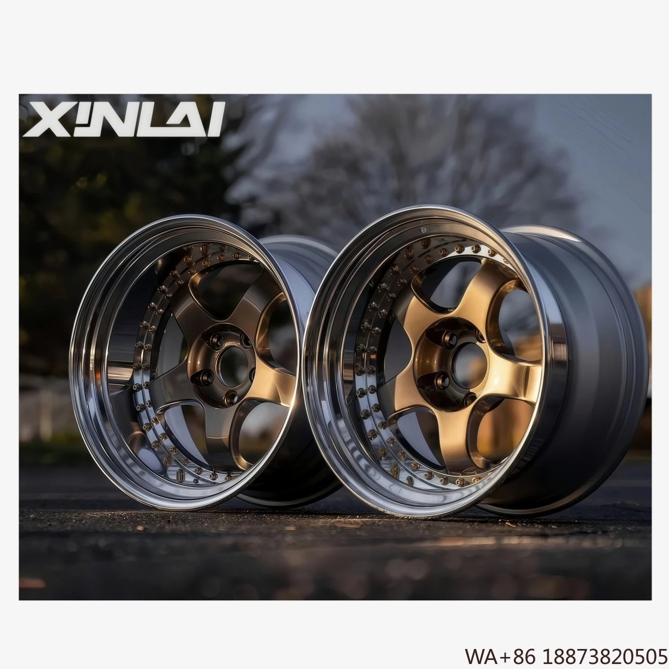 

XINLAI Hot Sale 3 Piece Forged Brushed Polished 5x120 5x112 5x114.3 18 19 20 21 22 Inch Wheel for Racing Car Wheel
