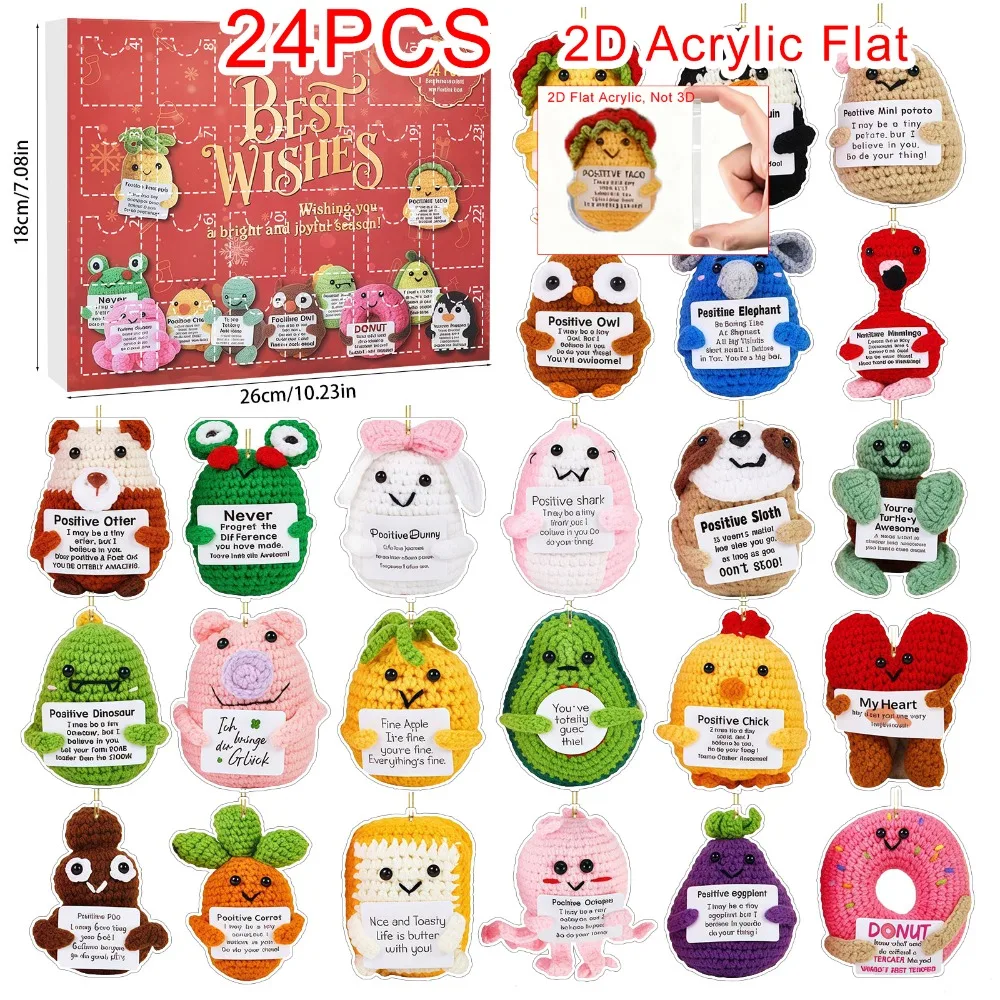 

2D Flat Emotional Christmas Countdown Calendar with 24 Surprise Collectible Figurines Mystery Box Decor Daily Surprise Gifts