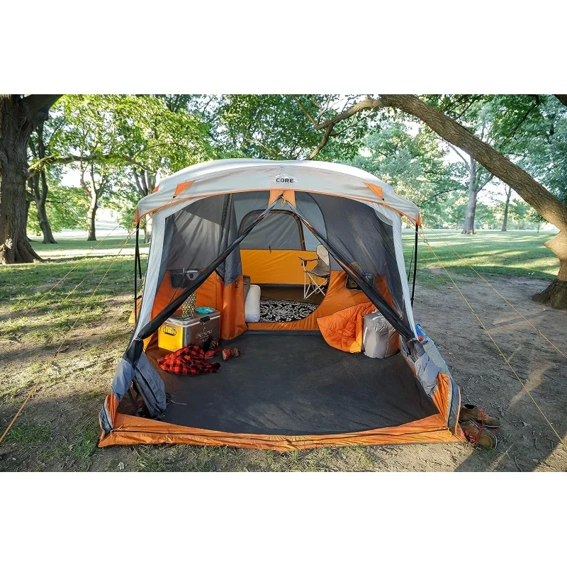 For CORE 11 Person Family Cabin Tent with Screen Room | Large MultipleRoom Storage Pockets for Camping Accessories | Port