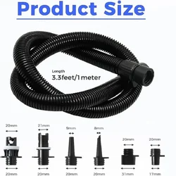 Plastic SUP Paddle Board Air Pump Adapter Connector Removable Air Hose Kit and 6 Nozzles for HT781/HT782/HT790 Electric SUP Pump