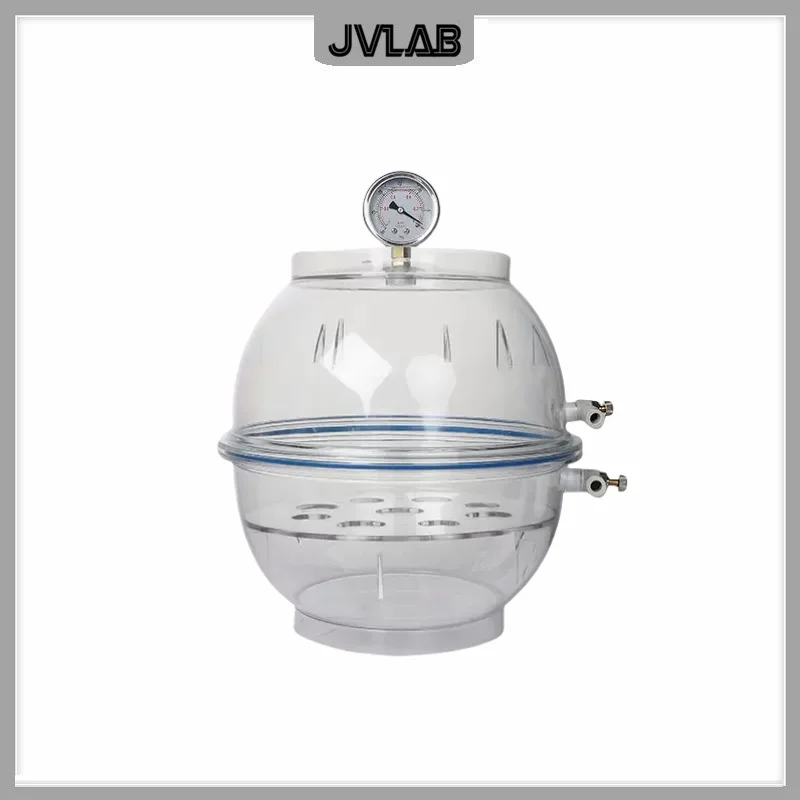 Vacuum Desiccator Laboratory Polycarbonate (PC) Transparent Vacuum Dryer 250 mm Double Valve with Pressure Gauge