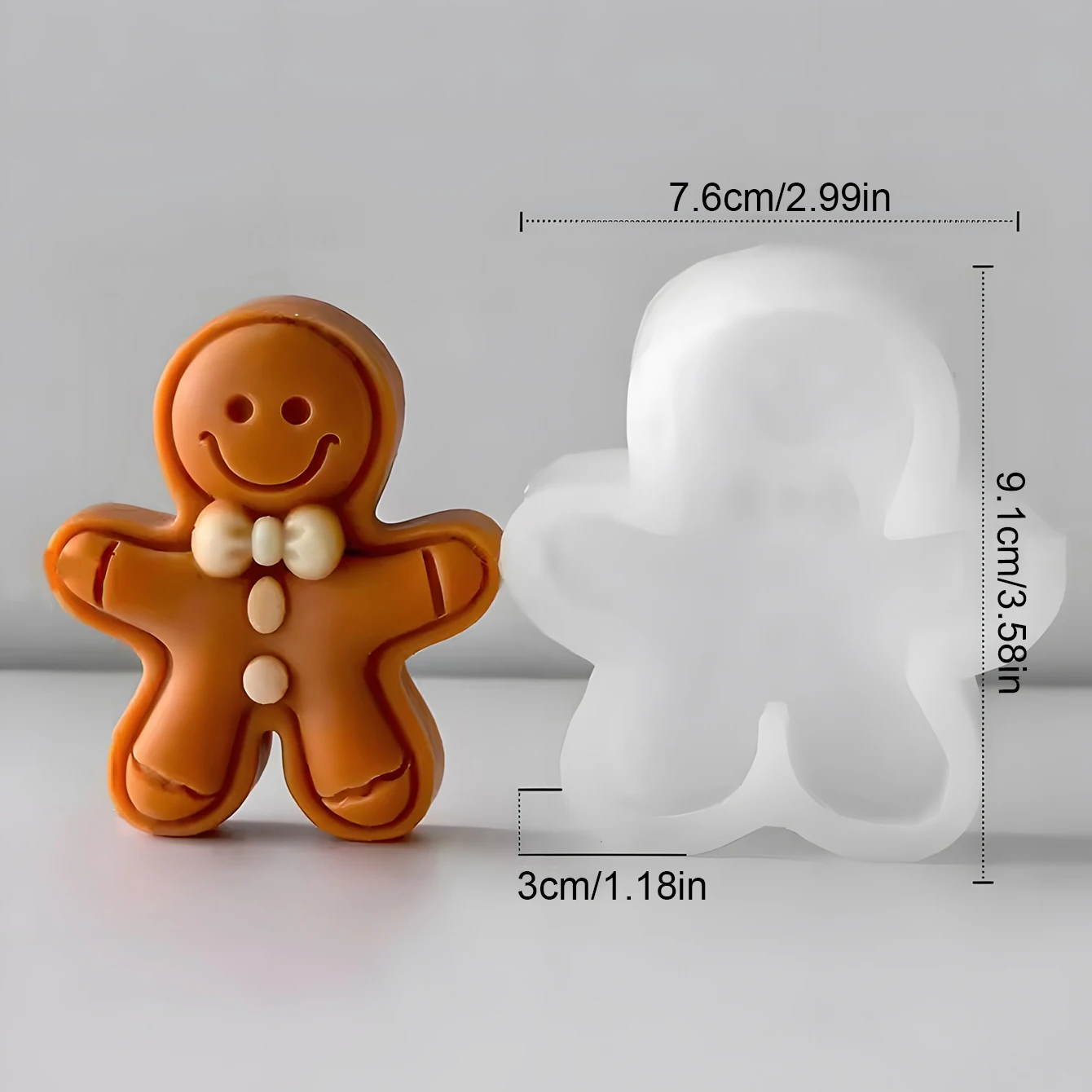 3D Cute Smiling Gingerbread Man Silicone Candle Mold DIY Cartoon Soap Gypsum Crystal Resin Mould Xmas Home Decor Christmas Gift