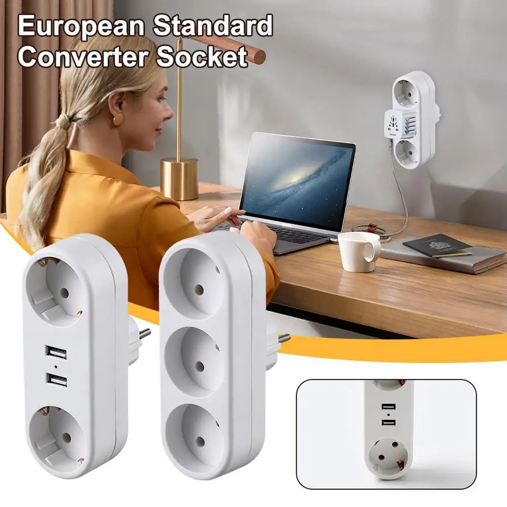 Multi Functional EU Plug 3 Outlets Conversion Socket Household Charging Plug Board 250V 16A Multiple Expansion Sockets Power