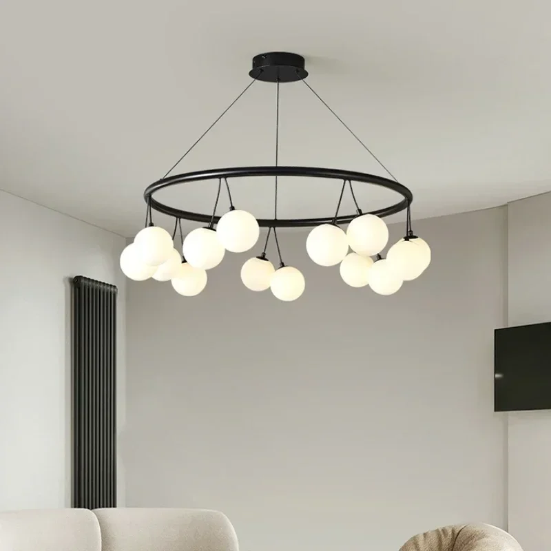 

Modern Glass Led Chandelier Black Hanging Light for Kitchen Bedroom Pendant Lights Home Decoration Accessories Light Fixture