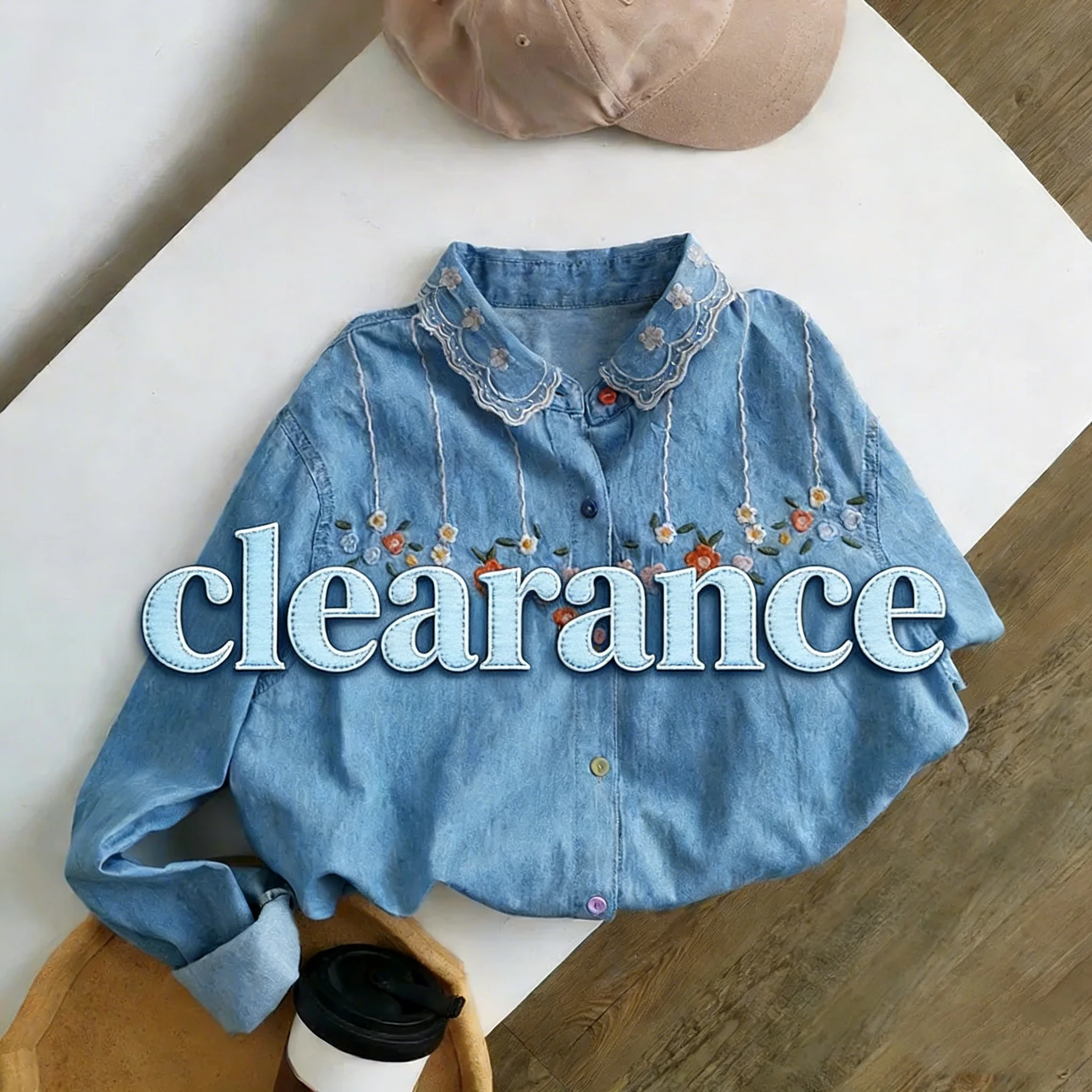 

Распродажа: Новые осенние хлопковые джинсовые рубашки для женщин, базовые топы с вышивкой, милые повседневные блузки с воротником поло и цветочным узором, с длинным рукавом