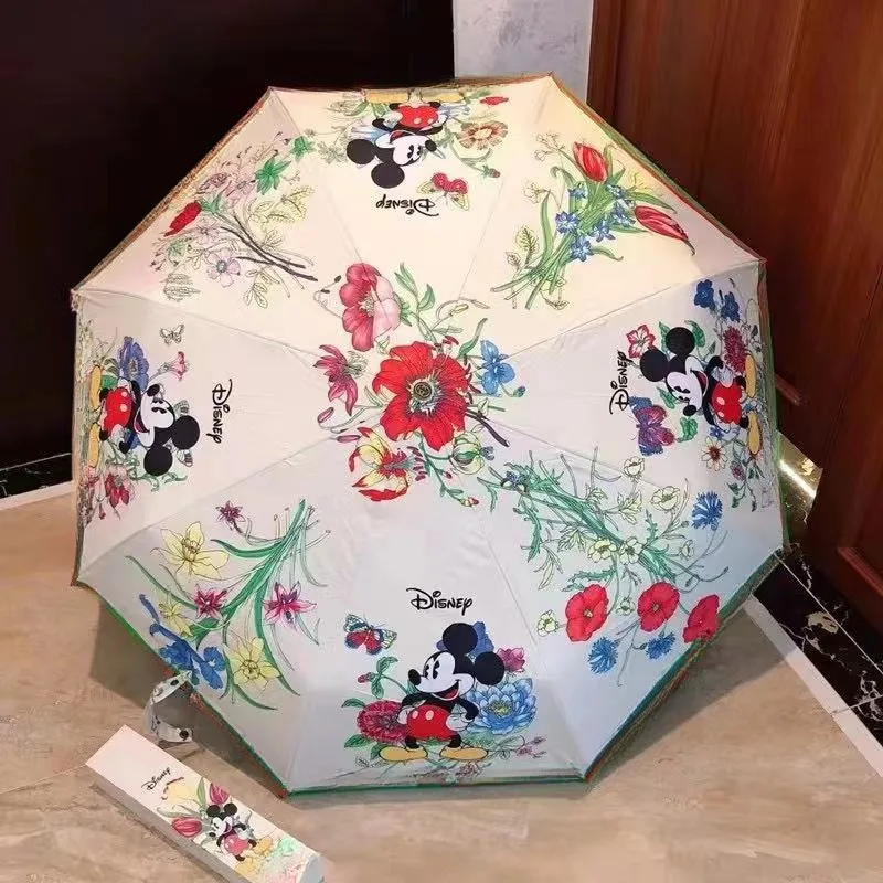 

Disney Mickey Mouse Cartoon Cartoon Cute Fully Automatic Folding Umbrella Creative Kawaii Anti-UV Vinyl Sunscreen Umbrella Gift