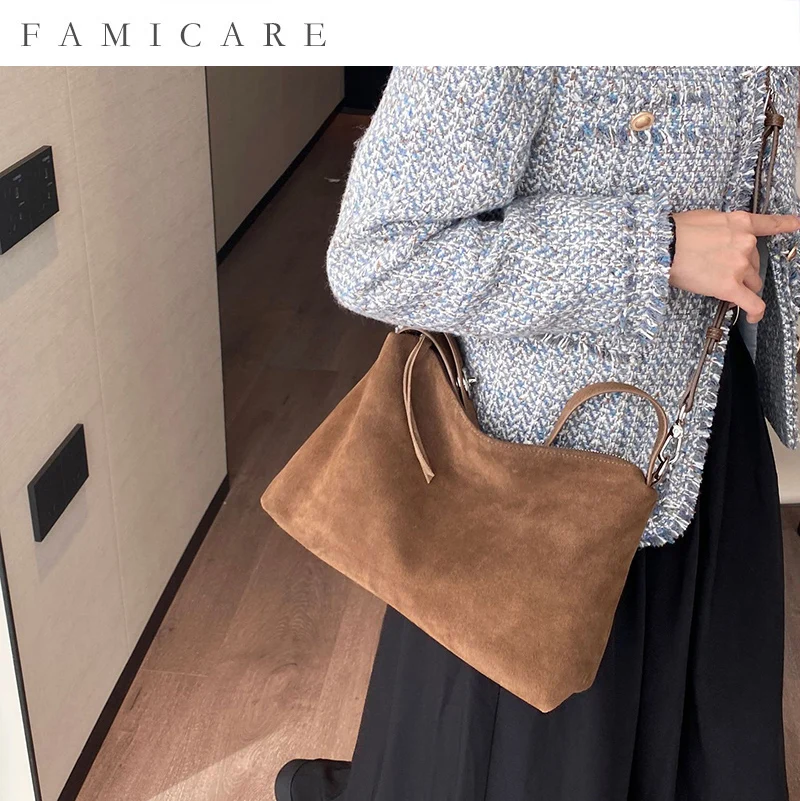 

Женская замшевая сумка из мягкой кожи, сумка из воловьей кожи, уникальная сумка через плечо для женщин, практичная шикарная сумка высокого качества, оптовая продажа