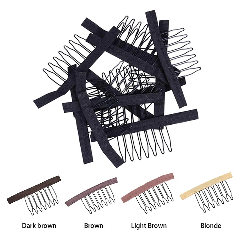 10/30Pcs Wig Combs To Secure Wig 7Teeth Wig Comb Wig Clips With Cloth For Making Wig Caps Steel Material Clips Combs