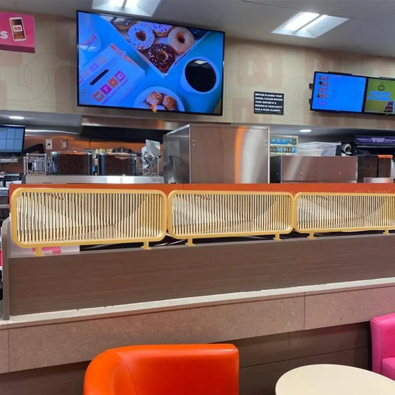 

Privacy Panels Indoor Striped Glass Commercial Partition Modern Countertop Desk Divider Screen Low Fence For Dining Areas
