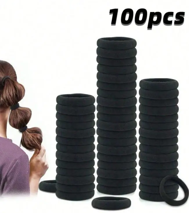 

100 шт. высокоэластичных толстых резинок для волос, модный простой дизайн для повседневного использования и в качестве подарка, универсальные резинки для волос, держатели для хвоста