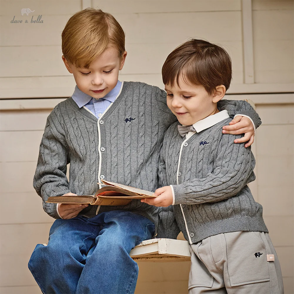 

Dave Bella Children Cardigan Sweater Autumn Spring Boys Cotton Coat Girl Casual Knitted Sweater Outerwear Kids Clothes DB1261054