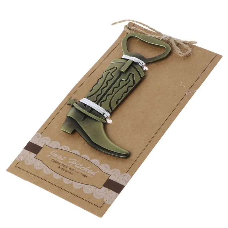 Just Hitched Cowboy Boot Bottle Opener Western Birthday Wedding Favor Party