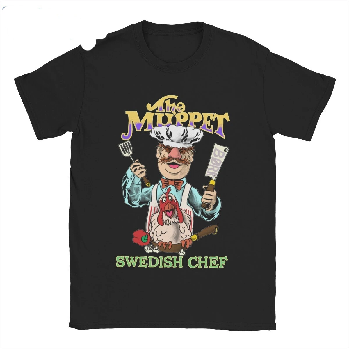 Swedish Chef Muppet Show T-Shirts for Men Hipster 100% Cotton Tee Shirt Short Sleeve T Shirts Gift Idea Clothes