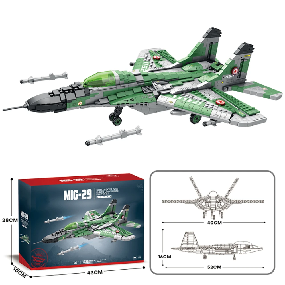 MIG-29 Fighter Jet Building Block Set, Military Aircraft Building Kit for Adults, Kids 14+, 1837 Pcs, Educational Toy Great Gift