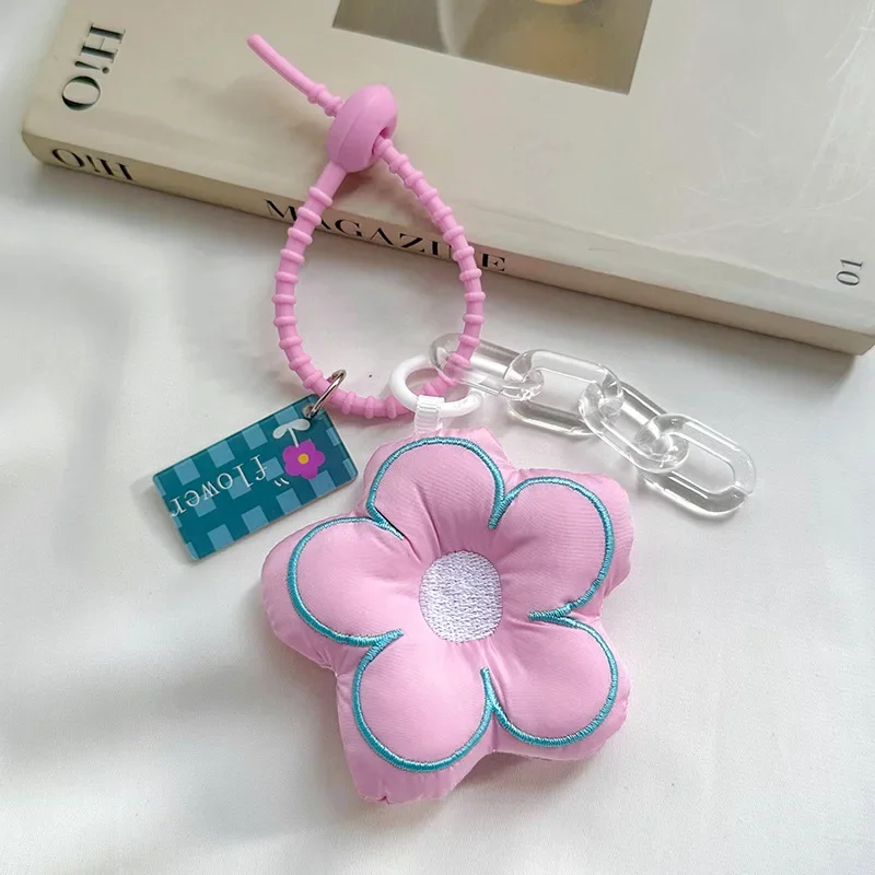 1Pc Flower Fabric Keychain Pendant Bag Charm Flower Accessories Handbag Ornaments Cute Lanyard Car Key Chain Bag Accessories