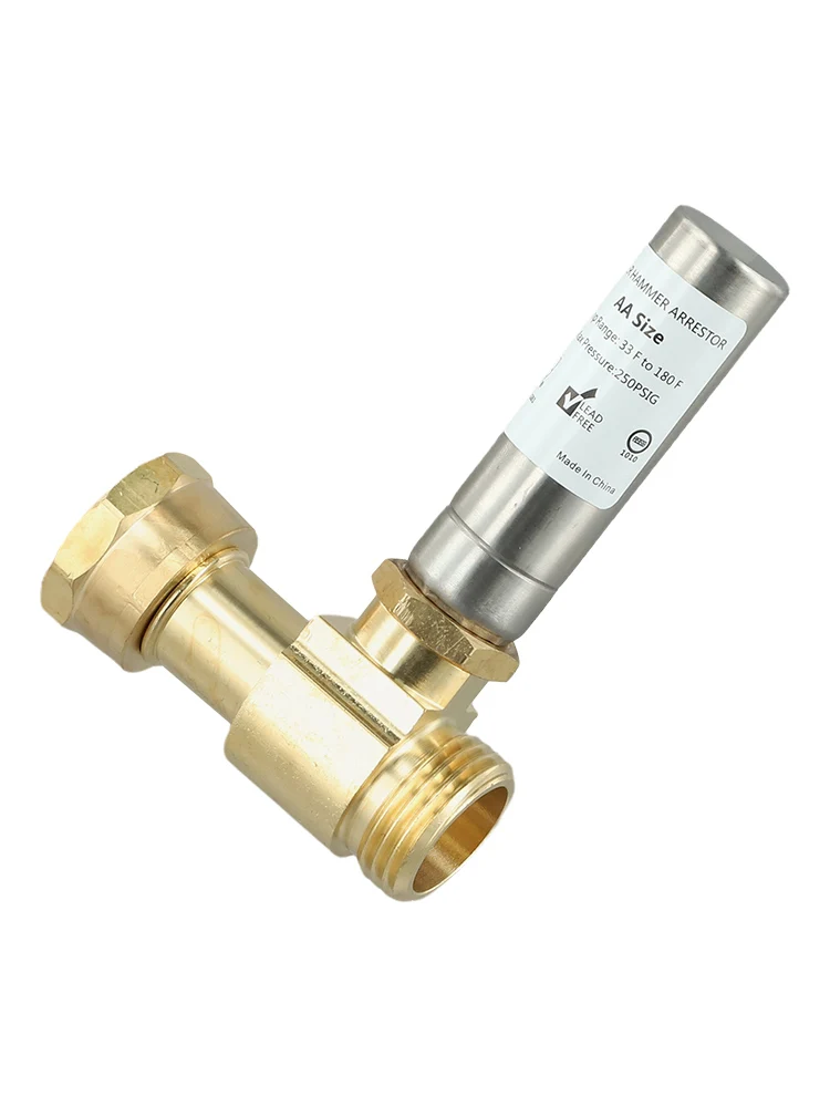 Edelstahl-Wasserhammerabsorber, 3/4 Zoll NH-Gewinde, Messing-T-Stück-Verbinder für Waschmaschinen, zur Geräuschreduzierung in der Sanitärinstallation. – Detail 12