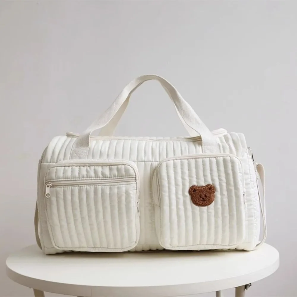 

Cute Little Bear Embroidered Diaper Bag Lightweight Practical Mommy Bag with Shoulder Strap Leisure Handbag for Travel Outdoor