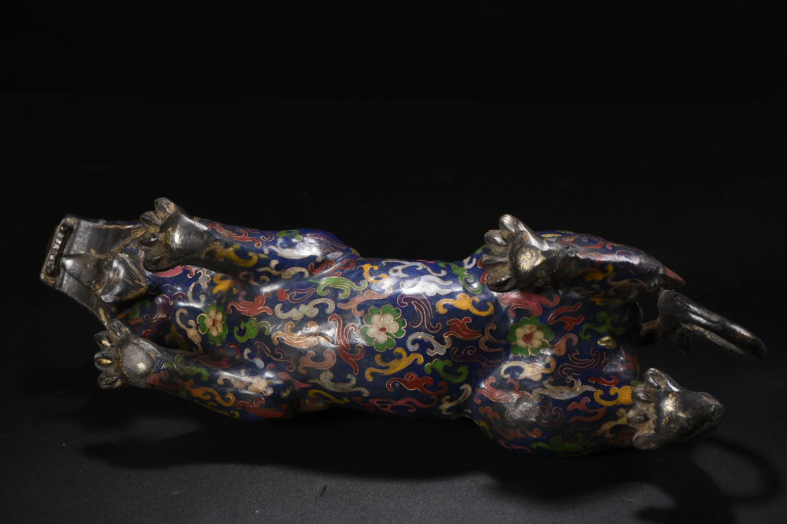

Xizang Folk Collection Old Bronze Cloisonne Enamel Pixiu Statue Mythical Animals Town house Amass wealth Ornaments