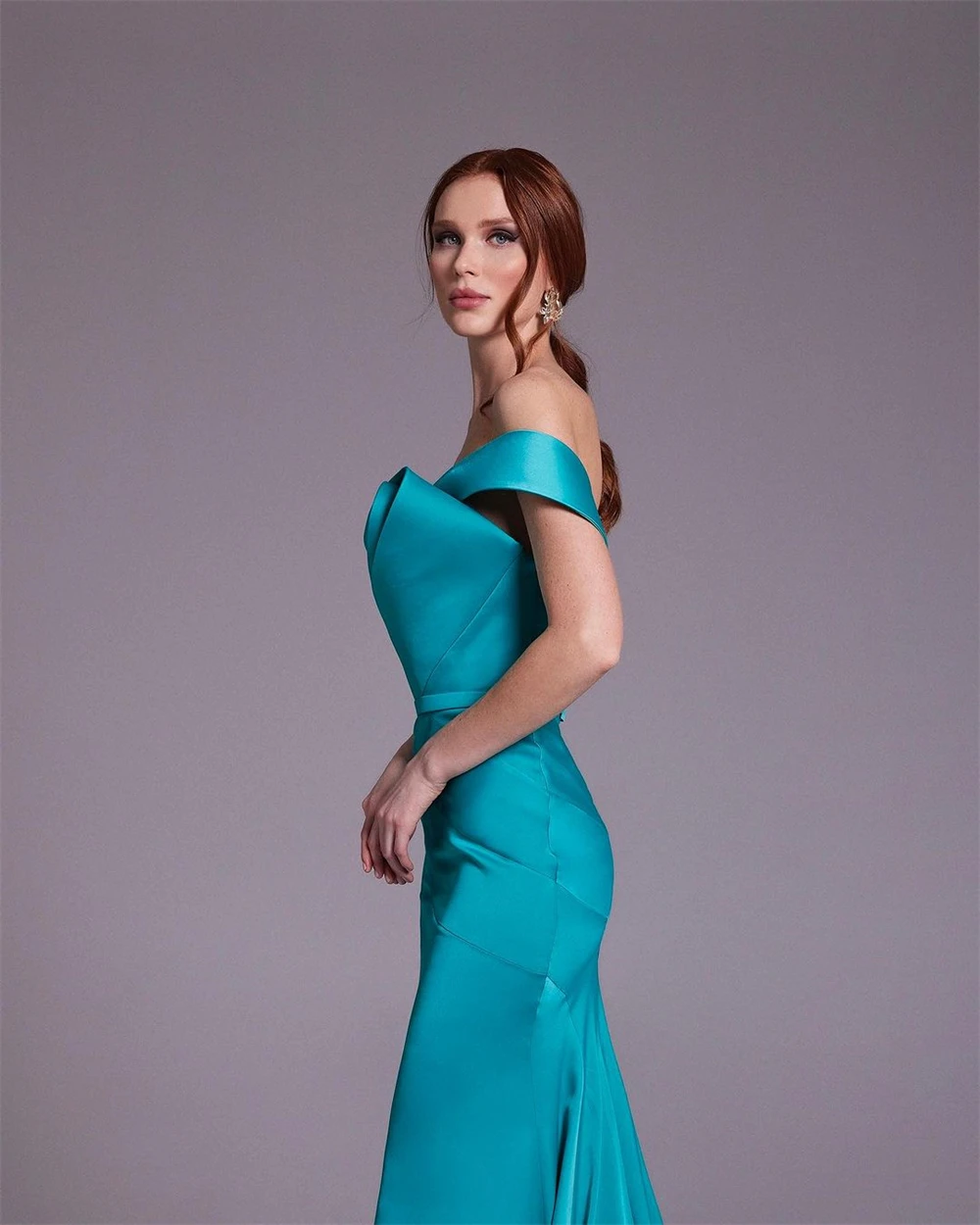  High Quality One-shoulder Sheath Cocktail  Fold Draped Satin Occasion Evening Gown  vestidos de fiesta para mujer