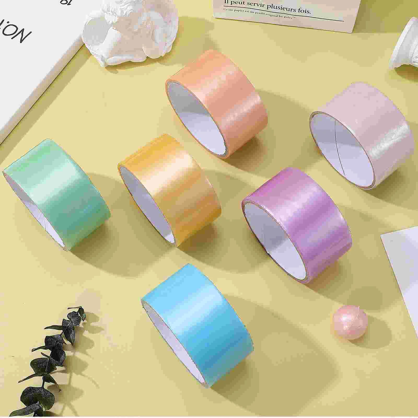 6 Rolls Pearlescent Sticky Ball Tape Colored Tapes DIY Clear Double Sided Adhesive Plastic Funny Child