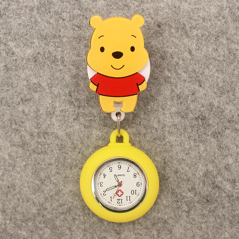 Funny Friends Bear Tiger Style Pocket Watch Retractable And With Clip For Men And Women