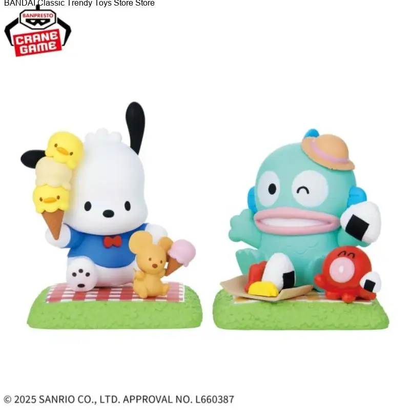 재고 있음 오리지널 반다이 반프레스토 산리오 회사 Pochacco Hangyodon 애니메이션 캐릭터 모델 컬렉션 장난감 축제 선물