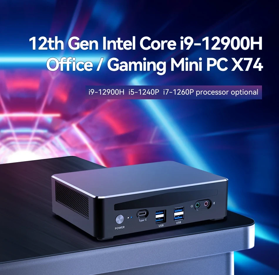 Mini PC da gioco Helorpc con Inter i5-1240P/i7-1260P DDR4 RAM M.2 NVME Supporto WiFi6 BT4.0 Computer per Office Win10 Pro Ready