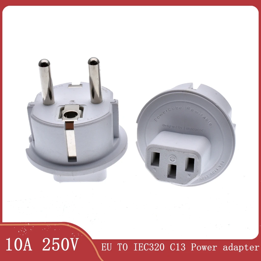 EU TO IEC320 C13 Power adapter,EU male to IEC320 C13 female AC plug,EU(4.8MM) 2 pin to PDU/UPS conversion plug,10A 250V