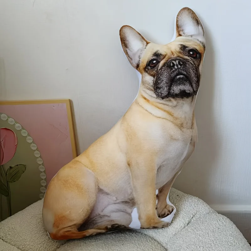 Customized French Bulldog Plush Pillow with Double sided Printing and Hidden Zipper, Suitable for Birthday, and Party Decoration