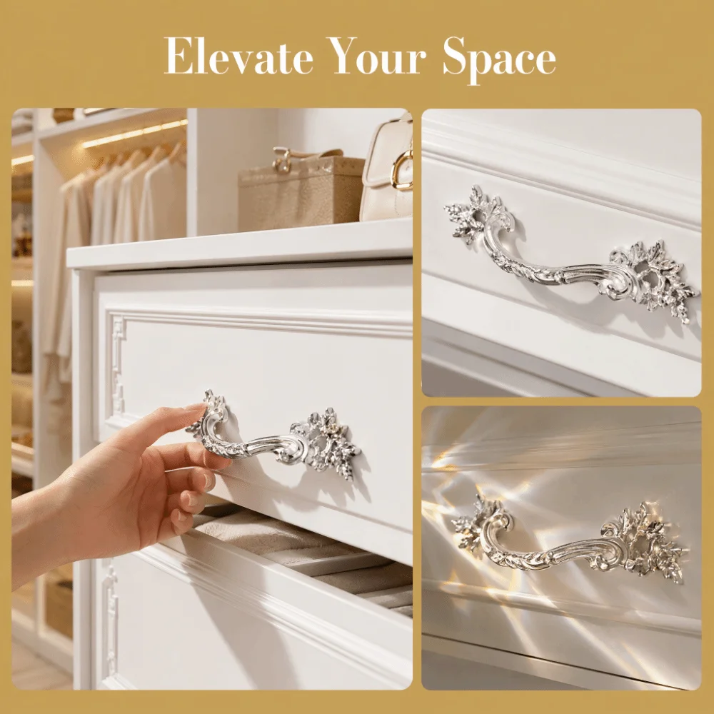 Zinc Alloy Vintage Drawer Pulls Horizontal Sliding Design European Style Cabinet Door Handles Drawer Handle Pull