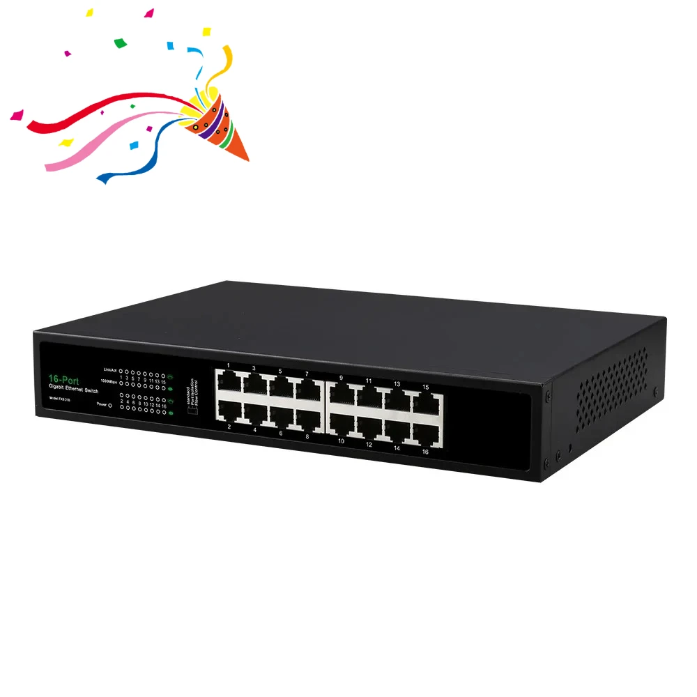 Conmutador Poe Ethernet 16 puertos red 10/100mbps puertos Ieee 802,3 Af Conmutador de red inalámbrico Ap Uplink