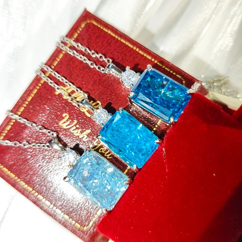 

925 Sterling Silver Fashion Temperament Crystal Zircon Ice Flower Cut Perfume Bottle Pendant Necklace Birthday Anniversary Gift