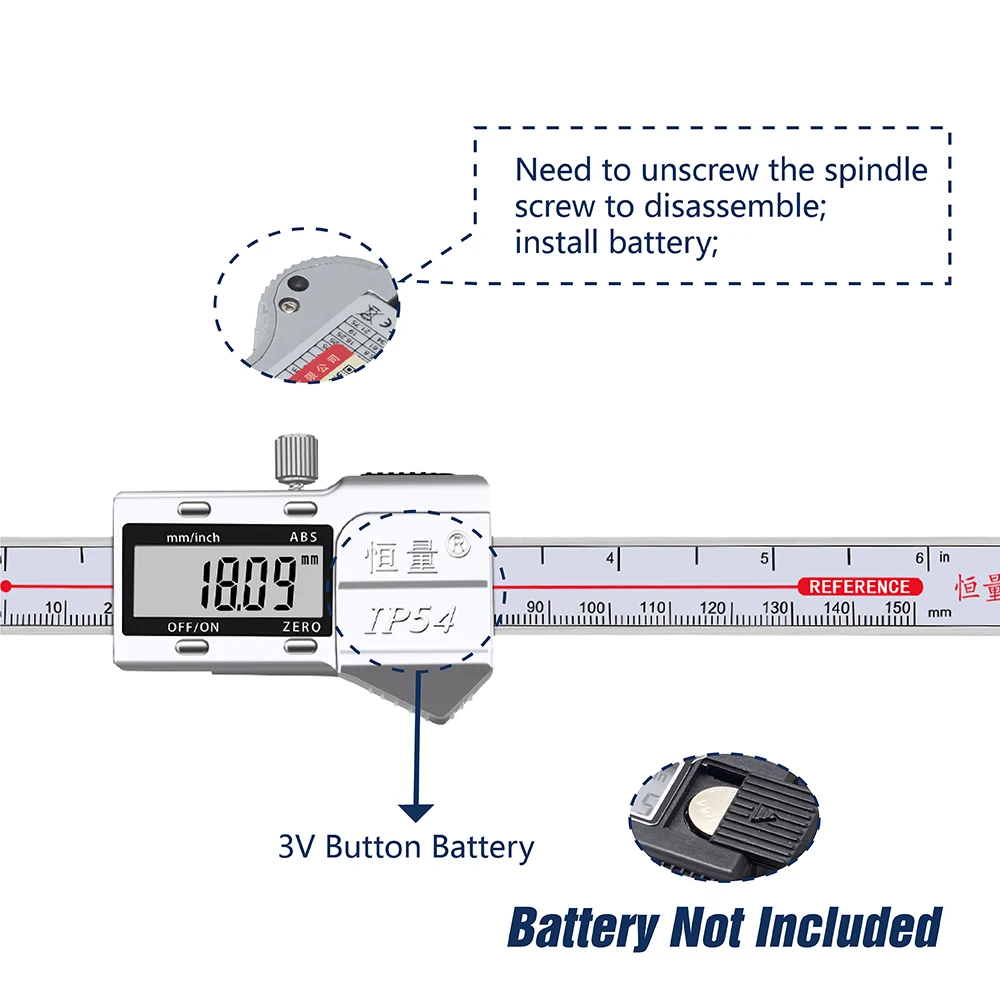 Imagem -06 - Espessura da Parede Caliper Outer Groove Digital Caliper Tube Bottle Bottom Medição Diâmetro Grande Span